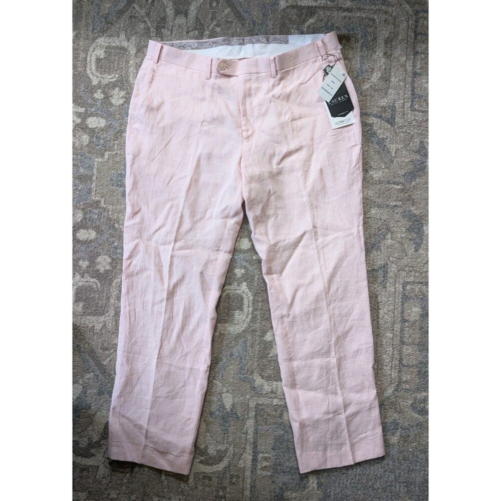 Ralph Lauren UltraFlex Classic Fit 100% Linen Casual Pants  38X30 Pink
